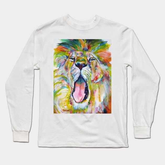 LION YAWNING Long Sleeve T-Shirt by lautir